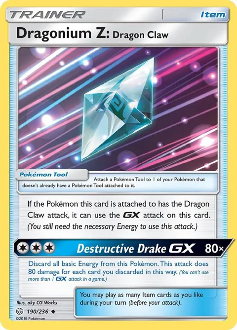 Dragonium Z: Dragon Claw #190/236 Reverse Holofoil Pokémon card from SM - Cosmic Eclipse
