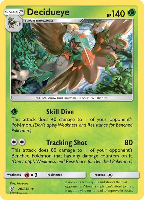 Decidueye #20/236 Reverse Holofoil Pokémon card from SM - Cosmic Eclipse