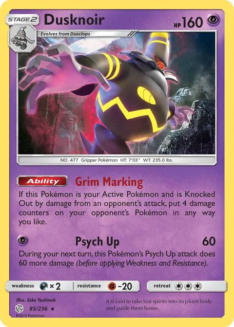 Dusknoir #85/236 Holofoil Pokémon card from SM - Cosmic Eclipse