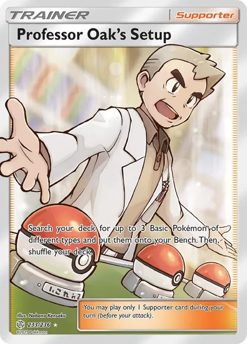 Professor Oak's Setup Full Art #233/236 Holofoil Pokémon card from SM - Cosmic Eclipse