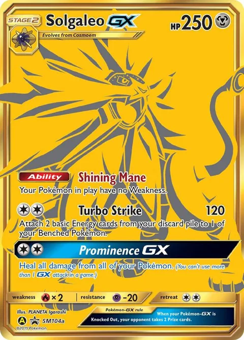 Solgaleo GX #SM104a Holofoil Pokémon card from SM Promos