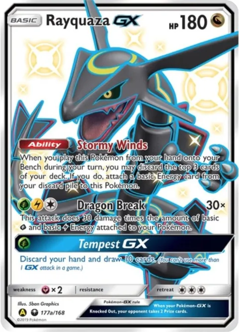 Rayquaza GX #177a/168 Holofoil Pokémon card from Alternate Art Promos
