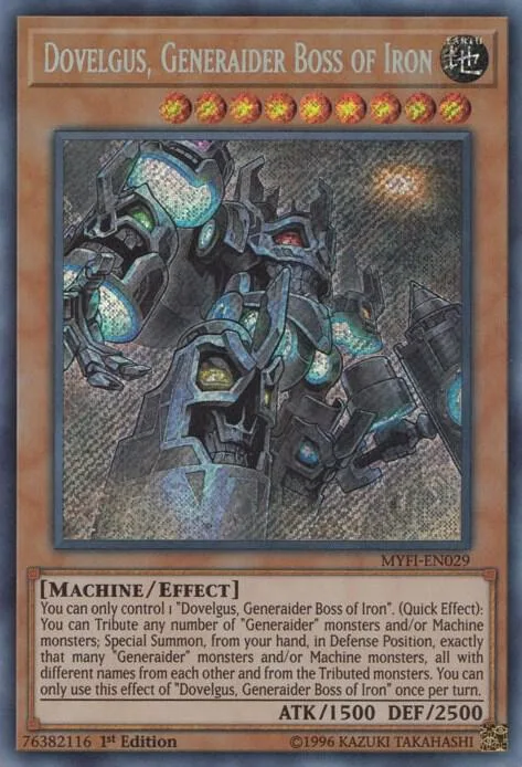 Dovelgus, Generaider Boss of Iron MYFI-EN029 Yu-Gi-Oh card from Mystic Fighters