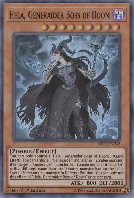 Hela, Generaider Boss of Doom MYFI-EN032 Yu-Gi-Oh card from Mystic Fighters