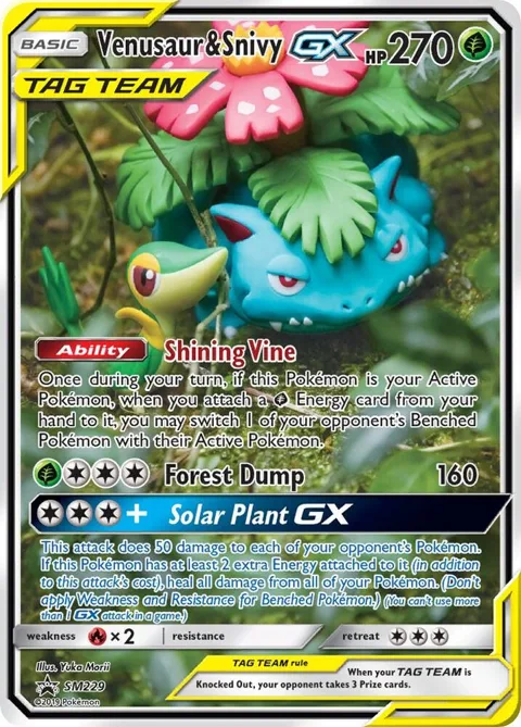 Venusaur & Snivy GX #SM229 Holofoil Pokémon card from SM Promos