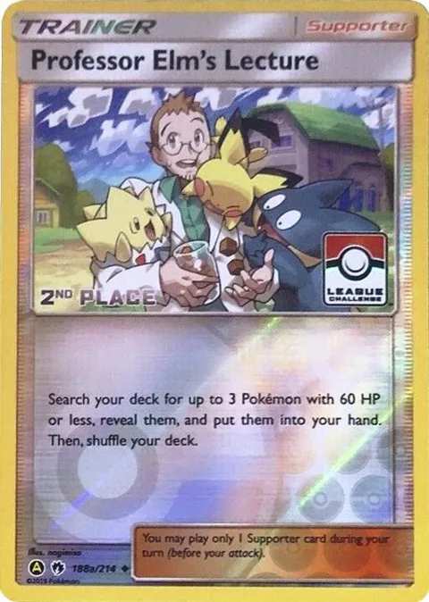 Professor Elm's Lecture - 188a/214 League Challenge [2nd Place] #188a/214 Reverse Holofoil Pokémon card from League & Championship Cards