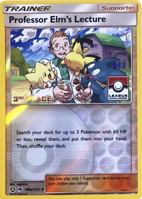 Professor Elm's Lecture - 188a/214 League Challenge [3rd Place] #188a/214 Reverse Holofoil Pokémon card from League & Championship Cards