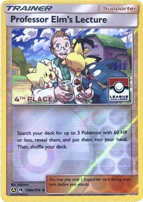 Professor Elm's Lecture - 188a/214 League Challenge [4th Place] #188a/214 Reverse Holofoil Pokémon card from League & Championship Cards