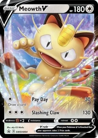 Meowth V #SWSH004 Holofoil Pokémon card from Sword & Shield Promo Cards