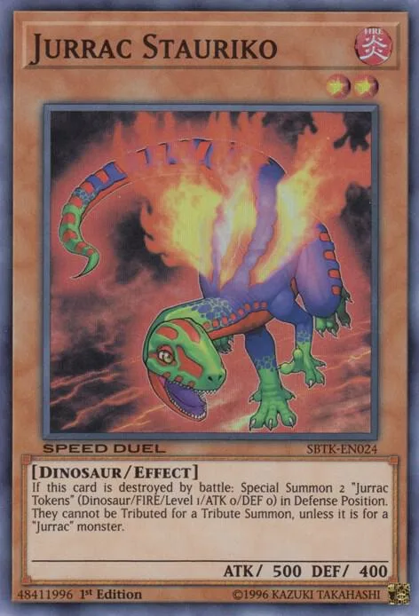 Jurrac Stauriko SBTK-EN024 Yu-Gi-Oh card from Speed Duel: Trials of the Kingdom