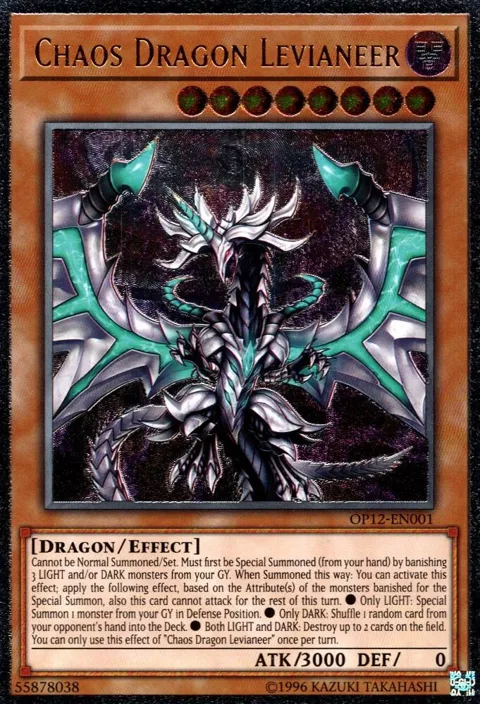 Chaos Dragon Levianeer Ultimate Rare OP12-EN001 Yu-Gi-Oh card from OTS Tournament Pack 12