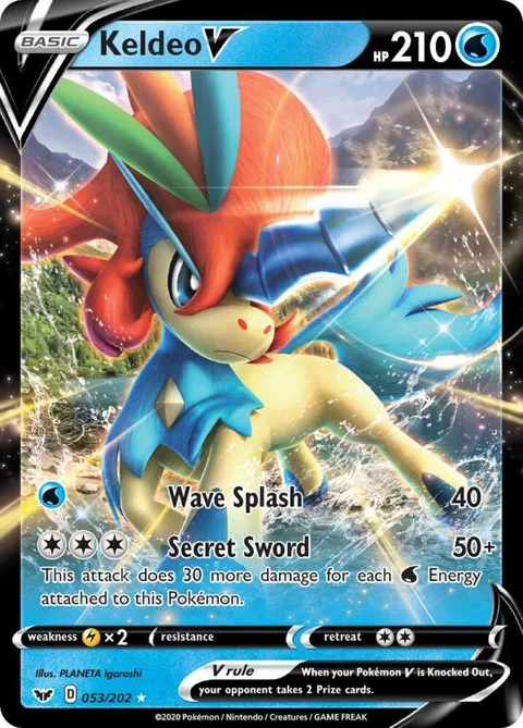 Keldeo V #053/202 Holofoil Pokémon card from Sword & Shield Base Set