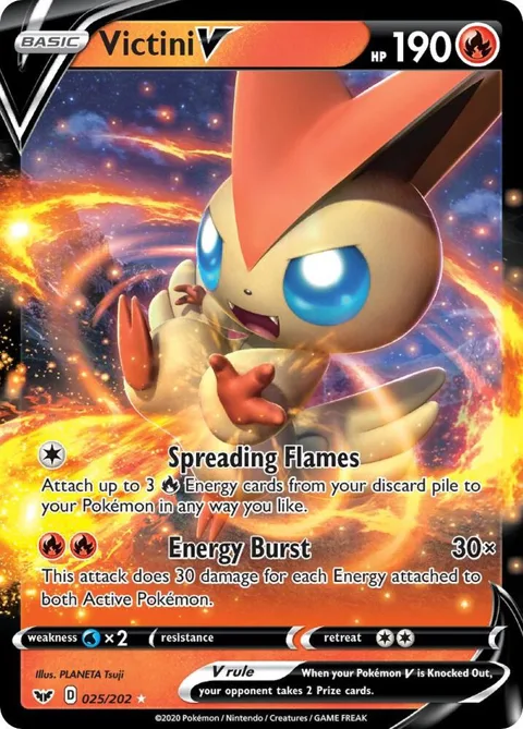 Victini V #025/202 Holofoil Pokémon card from Sword & Shield Base Set
