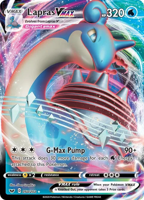 Lapras VMAX #050/202 Holofoil Pokémon card from Sword & Shield Base Set