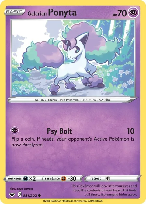 Galarian Ponyta #081/202 Pokémon card from Sword & Shield Base Set