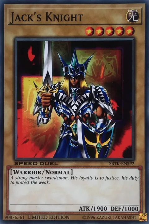Jack's Knight SBTK-ENSP2 Yu-Gi-Oh card from Speed Duel: Trials of the Kingdom