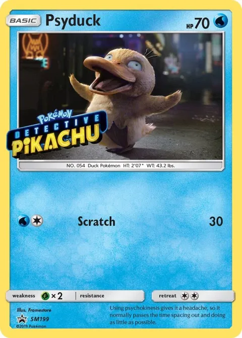 Psyduck - SM199 Detective Pikachu Stamped #SM199 Holofoil Pokémon card from SM Promos