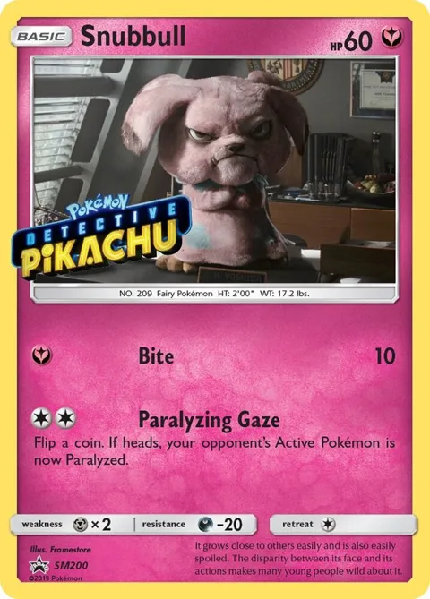Snubbull - SM200 Detective Pikachu Stamped #SM200 Holofoil Pokémon card from SM Promos
