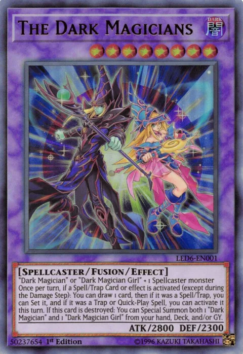 The Dark Magicians LED6-EN001 1st Edition Yu-Gi-Oh card from Legendary Duelists: Magical Hero