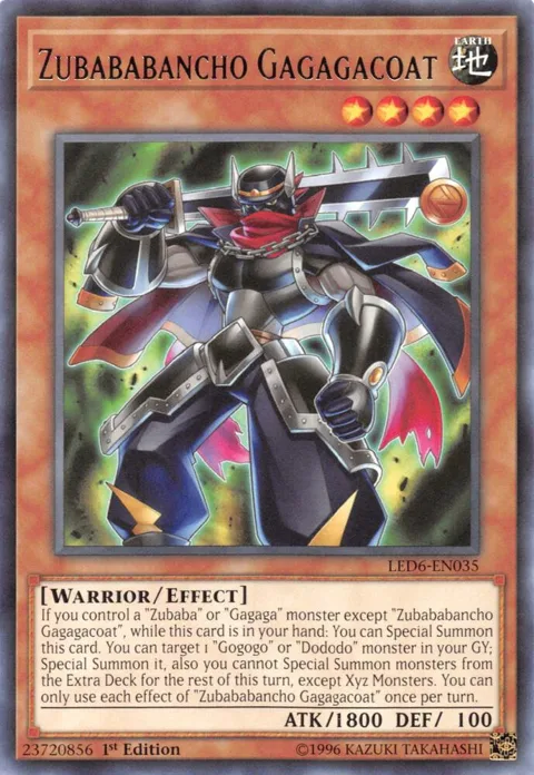 Zubababancho Gagagacoat LED6-EN035 1st Edition Yu-Gi-Oh card from Legendary Duelists: Magical Hero