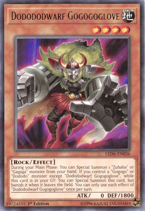 Dodododwarf Gogogoglove LED6-EN036 1st Edition Yu-Gi-Oh card from Legendary Duelists: Magical Hero