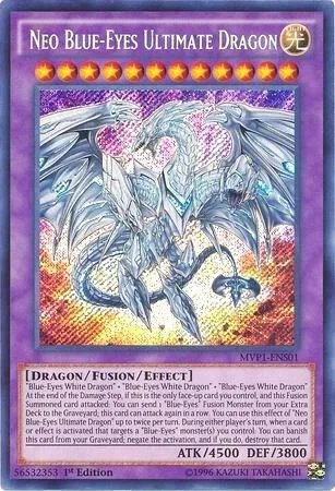 Neo Blue-Eyes Ultimate Dragon MVP1-ENS01 Yu-Gi-Oh card from The Dark Side of Dimensions Movie Pack: Secret Edition