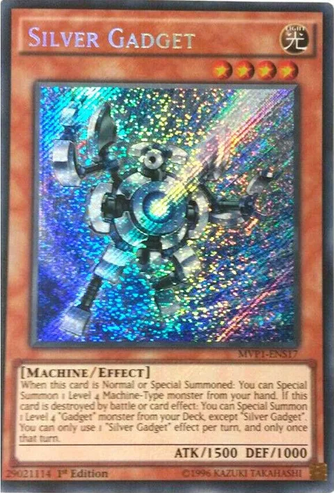 Silver Gadget MVP1-ENS17 Yu-Gi-Oh card from The Dark Side of Dimensions Movie Pack: Secret Edition