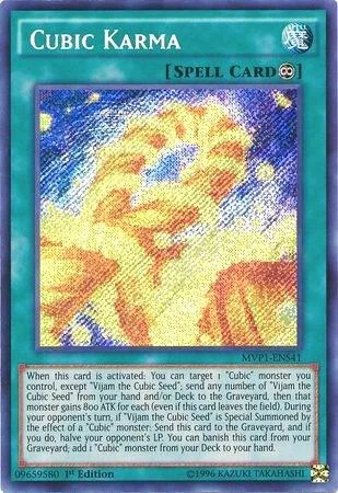 Cubic Karma MVP1-ENS41 Yu-Gi-Oh card from The Dark Side of Dimensions Movie Pack: Secret Edition