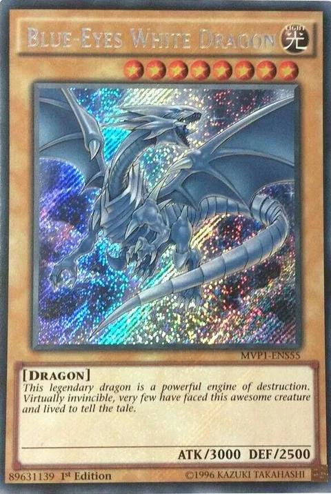 Blue-Eyes White Dragon MVP1-ENS55 Yu-Gi-Oh card from The Dark Side of Dimensions Movie Pack: Secret Edition