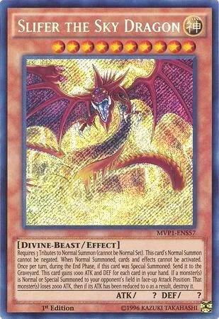 Slifer the Sky Dragon MVP1-ENS57 Yu-Gi-Oh card from The Dark Side of Dimensions Movie Pack: Secret Edition