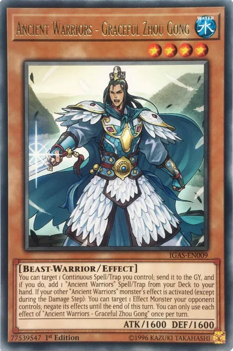 Ancient Warriors - Graceful Zhou Gong IGAS-EN009 Unlimited Yu-Gi-Oh card from Ignition Assault