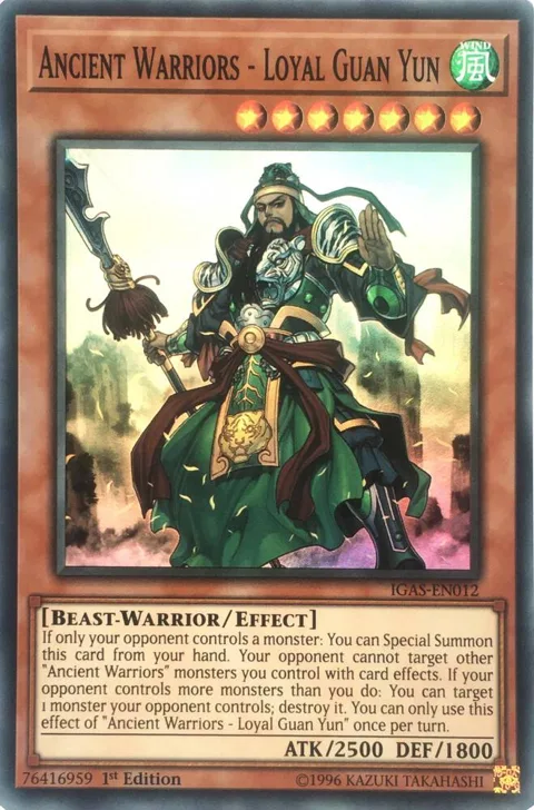 Ancient Warriors - Loyal Guan Yun IGAS-EN012 1st Edition Yu-Gi-Oh card from Ignition Assault
