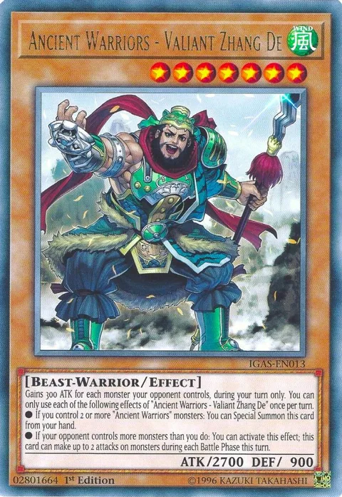 Ancient Warriors - Valiant Zhang De IGAS-EN013 1st Edition Yu-Gi-Oh card from Ignition Assault