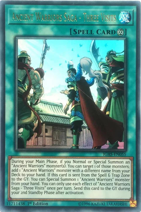 Ancient Warriors Saga - Three Visits IGAS-EN055 1st Edition Yu-Gi-Oh card from Ignition Assault