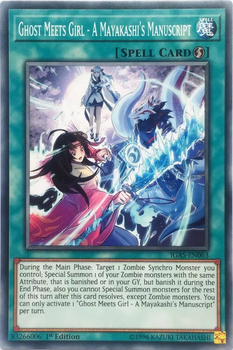 Ghost Meets Girl - A Mayakashi's Manuscript IGAS-EN063 Unlimited Yu-Gi-Oh card from Ignition Assault