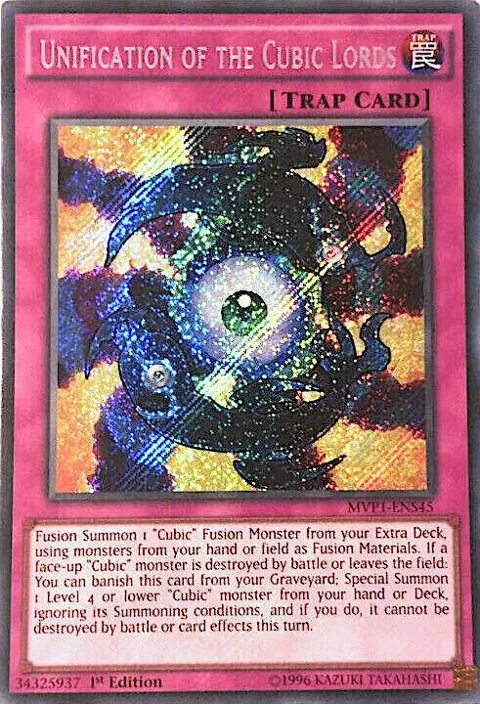Unification of the Cubic Lords MVP1-ENS45 Yu-Gi-Oh card from The Dark Side of Dimensions Movie Pack: Secret Edition