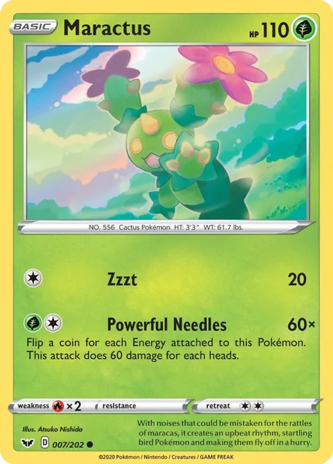 Maractus #007/202 Reverse Holofoil Pokémon card from Sword & Shield Base Set