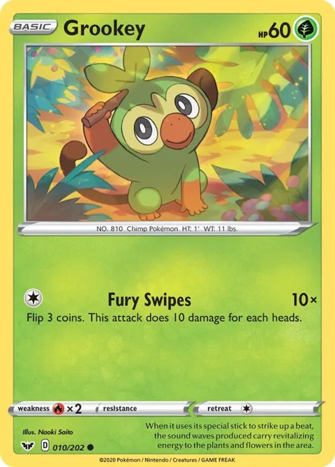 Grookey 010 #010/202 Pokémon card from Sword & Shield Base Set