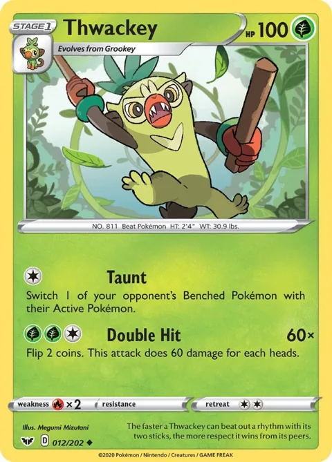 Thwackey 012 #012/202 Pokémon card from Sword & Shield Base Set