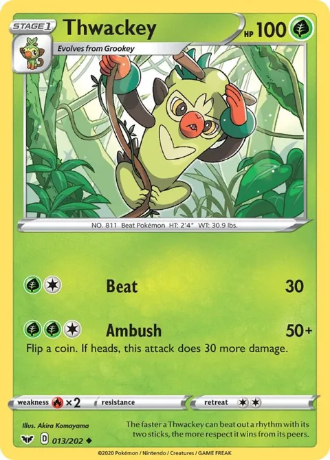 Thwackey 013 #013/202 Pokémon card from Sword & Shield Base Set