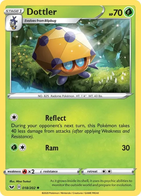Dottler #018/202 Pokémon card from Sword & Shield Base Set