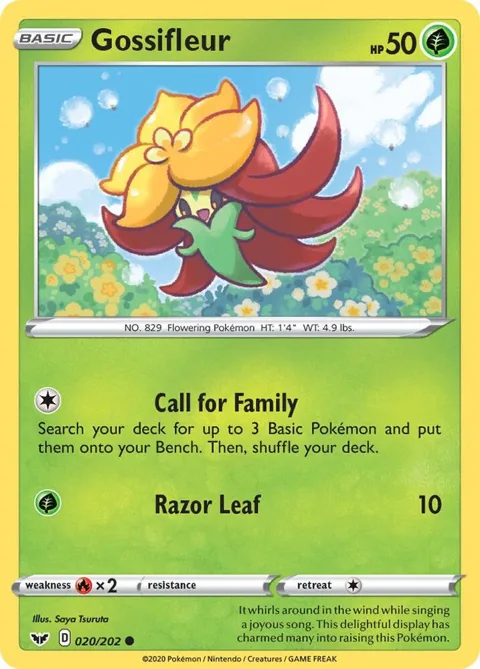 Gossifleur #020/202 Reverse Holofoil Pokémon card from Sword & Shield Base Set