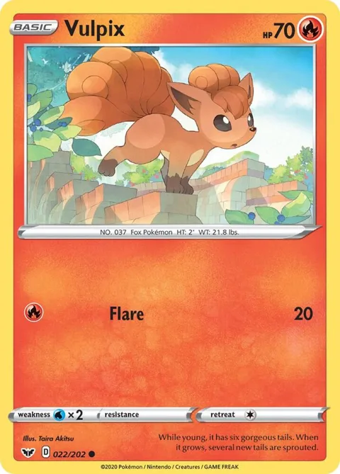 Vulpix #022/202 Reverse Holofoil Pokémon card from Sword & Shield Base Set