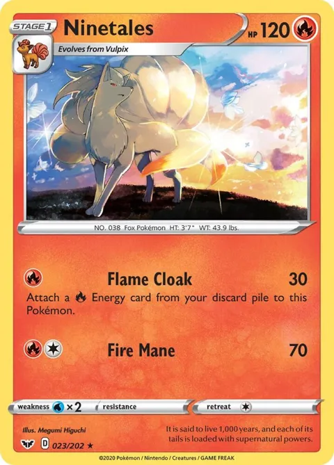 Ninetales #023/202 Reverse Holofoil Pokémon card from Sword & Shield Base Set