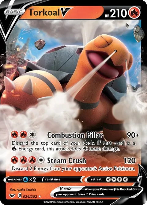 Torkoal V #024/202 Holofoil Pokémon card from Sword & Shield Base Set