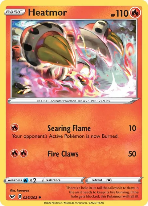Heatmor #026/202 Reverse Holofoil Pokémon card from Sword & Shield Base Set