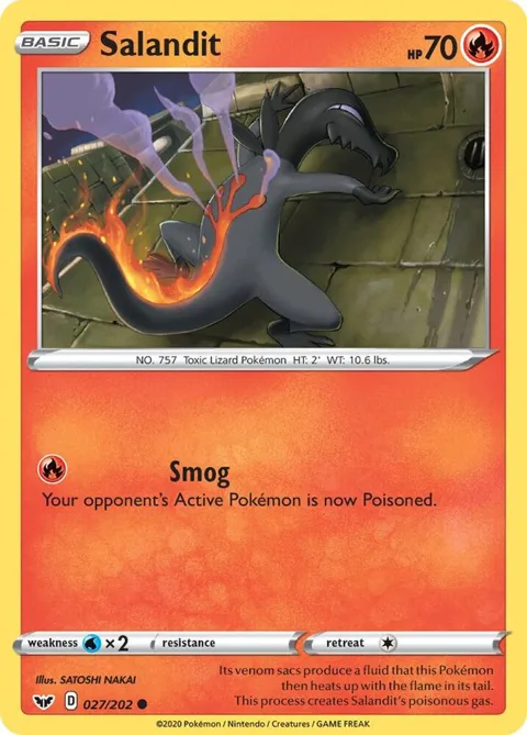 Salandit #027/202 Reverse Holofoil Pokémon card from Sword & Shield Base Set