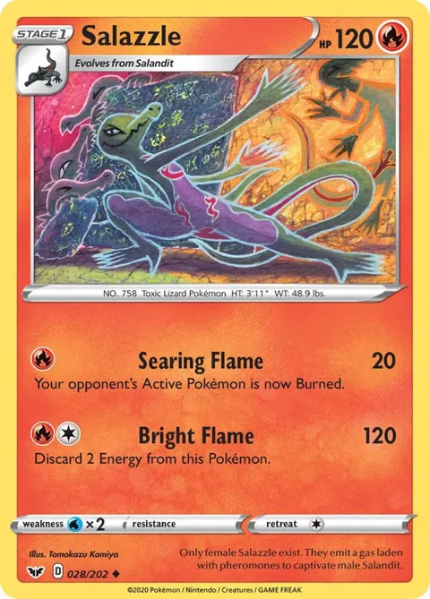 Salazzle #028/202 Pokémon card from Sword & Shield Base Set