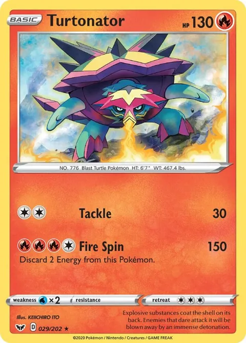 Turtonator #029/202 Pokémon card from Sword & Shield Base Set