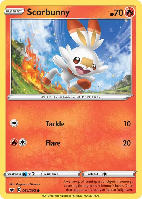 Scorbunny 031 #031/202 Pokémon card from Sword & Shield Base Set